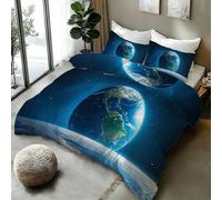 VULORA Terre Housse de Couette 220x240 Réversible Corps Célestes Science-Fiction Parure de lit 2 Personnes Microfibre Adultes 3 pièces avec Fermeture Éclair et 2 Taies d'oreiller 65x65 2Q526