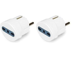 Vultech AT-06 Type L (IT) Type F Blanc Adaptateur Prise d'alimentation - Adaptateurs Prises d'alimentation (Lot de 2)