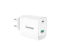 VulTech CC45-1C1A - Chargeur Universel 45W GaN USB + Type-C/USB-C PD3.0 QC3.0 PPS, Compatible avec Smartphone, Tablette et Notebook - Blanc, Compact
