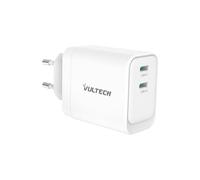 VulTech CC45-2C - Chargeur Universel 45W GaN avec 2 Ports USB-C/Type-C PD3.0 QC3.0 PPS, Compatible avec Smartphone, Tablette et Notebook - Blanc, Compact