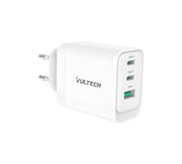 VulTech CC65-2C1A Chargeur Universel pour Ordinateur Portable, Tablette 65 W GaN USB + 2 x Type-C/USB-C PD3.0 QC3.0 PPS Blanc - Taille compacte
