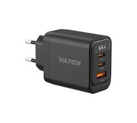 VulTech GaN Chargeur USB C 65 W, 2 USB-C + USB, PD3.0 PPS QC3.0, Chargeur Rapide pour Ordinateur Portable et MacBook, iPhone 16/15/14, Samsung Galaxy, Tablette, 3 Ports, écran intégré, Noir