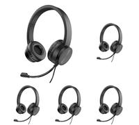 Vultech HS-03 Casque Audio avec Microphone Réglable pour PC, Contrôleur de Volume et Muet pour Bureau, Ordinateur, Portable, Équipe, Skype (Lot de 5)