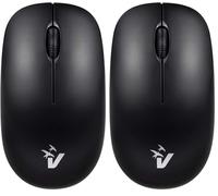 Vultech MW-07 Souris sans Fil Optique 1600 DPI sans Fil, 2,4 GHz avec 3 Touches + molette de défilement ambidextre, pour Ordinateur Portable/Ordinateur Portable/MacBook, Noir (Lot de 2)
