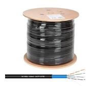 VulTech SC13802-305 Bobine écheveau Lan Cat 5e UTP 305 mètres 24AWG pour extérieur double gaine PE+LSZH CPR/PASS Ethernet câble réseau installations haute vitesse 1Gbps revêtement protégé contre les