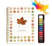 Vulvv Hugs Garden Watercolor Workbook, Hugsgarden Water Color, Beginner Friendly Watercolor Workbook for Adults, Nature Scenes Paints Set Art Crafts, with 12 Colors Paint Set,Brush (Autumn)