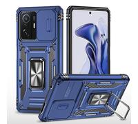vumebao Coque pour Xiaomi Mi 11T/ Mi 11T Pro avec, Support 360° Rotatif Full Protection de la Caméra en PC Dur Anti-Chut Renforcée Armor Heavy Duty Antichoc Bumper Etui pour Mi 11T/ Mi 11T Pro Bleu