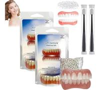 Vumela - Lot de 2 kits de reline de dentier doux, kit de relin de dentier doux, à clipser pour prothèses supérieures et inférieures (10 cm)