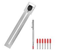 Vunanvu 1 Kit D'outils De Marquage en Métal Butée en Métal Outil De Traçage Magnétique Parallèle avec 6 Pointes De Rechange Tungstène Règle Traçage Robuste pour Le Travail du Bois