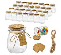 Vunanvu 30 Bouteilles en Verre avec Bouchons 100 ML Mini Bocaux À Épices Petites Bouteilles À Remplir Verre avec Couvercle en Liège Flacons De Potion Magique Éprouvettes