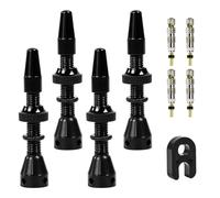Vunanvu 4 Pièces Presta Tubeless Valve Stems 40 Mm Aluminium Valves Tubeless Noir avec Obus Et Outil Anti-Crevaison pour VTT, Vélo Électrique, Vélo De Gravel