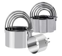 Vunanvu Lot de 10 emporte-pièces avec poignée - 5 emporte-pièces ronds + 5 emporte-pièces en forme de fleurs - En acier inoxydable - Pour la pâtisserie professionnelle - Accessoires de cuisson pour