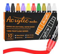Vunanvu Lot De 10 Stylos Acryliques 3 En 1 De 15 Mm Marqueurs Acryliques Résistants À L'eau Marqueurs Permanents Pointe Fine Et Épaisse Pour Graffiti, Pierre, Bois, Verre