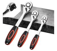 Vunanvu Lot De 3 Cliquets Réversibles 3/8", 1/2" Et 1/4" avec 72 Dents Entraînement À Cliquet Polyvalent Cliquet Télescopique avec Poignée Incurvée pour Réparation Automobile, Artisanat, Atelier