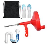 Vunanvu Lot de Brossettes Rouges 6 Pièces 7 Mètres avec Perceuse Deboucheur Manuel Et Électrique Canalisation Professionnel Professionnel Kit