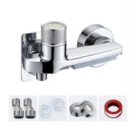 Vunanvu Mitigeur de Baignoire Cascade avec Thermostat 2 Sorties Robinet de Baignoire Thermostat et Douche Mélangeur de Baignoire Douche Robinet de Baignoire Armoire en Chrome pour Salle de Bain