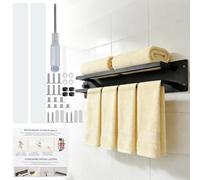 Vunanvu Porte Serviette Mural Salle De Bain Noir Support en Acier Inoxydable 40cm avec Kit De Fixation Complet pour Salle De Bain, Spa, Hôtel Et Camping-Car Maison Ou d'anniversaire
