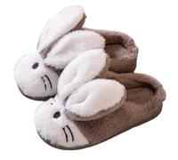 Vuncio Chaussons Enfant Fille Chaud Hiver Lapin Mignon Confort épaisse Pantoufle Garcon Fille Chaude Polaire Animal a la Mode Casual Maison Chambre Antidérapant Chaussure (Coffee, 9-10 Years)