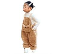 Vuncio Combinaison Hiver Bebe Fille Chaud sans Manches avec Poche 6 Mois - 4 Ans Mignon Salopette Polaire Enfant Fille Peluche Ample Chic Pas Cher Confortable Baggy Jumpsuit (Brown, 3-4 Ans)