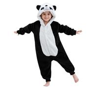 Vuncio Grenouillere Polaire Enfant Garcon Fille 3-12 Ans Hiver Chaud Dessin Animé Animal Lapin Grenouille Manchot Barboteuse Ado Fille Garçon Mignon Body Manche Longue Pas Cher Pyjama (7-8 ans, Noir)