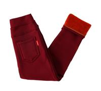 Vuncio Legging Doublé Polaire Enfant Fille Taille Haute élastique Chaud Hiver 1-10 Ans Legging Thermique Fille Extensible Confortable Chic Stretch Jogging Vacances Pantalon (Brick Red, 6-7 Years)