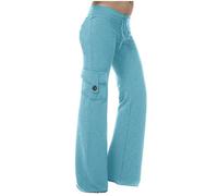 Vuncio Pantalon Femme Cargo Taille élastique Large Pantalon Femme Ample Grande Taille Chic Multi Poches a la Mode Classique Décontracté Outdoor Sweatpants (BU2, S)