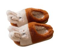 Vuncio Pantoufle Enfant Fille Hiver Chaud Confort épaisse Mignon Lapin Chausson Garcon Fille Chaude Polaire Animaux Chic Casual Maison Chambre Antidérapant Chaussure (Brown, 33.5 Big Kids)