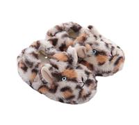 Vuncio Pantoufle Peluche Fille Hiver Chaud Fermée Confort Mignon Léopard Chaussons Enfant Garcon Chaude Coton Animaux Fashion Antidérapant Décontracté Maison Chambre Chaussures (24, Brun)