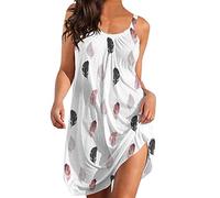 Vuncio Robe Chic sans Manche Femme Grande Taille D Ete Mariage Boheme De Plage Pas Cher Decontractee Motif Floral Courte Robe Femme Évasée De Soiree Vintage Classic Rétro Bretelles Fines