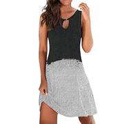 Vuncio Robe Été Courte Femme Plage Décontracté Fluide Robe Droite Femme Chic sans Manches Imprime Floral Col Rond Ample Mini Robe Vintage Grande Taille De Voyage