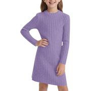 Vuncio Robe Fille Princesse 3-12 Ans a La Mode élégant Pull Robe Enfant Fille Hiver Printemps Pas Cher Chic Manches Longues Confortable Cérémonie Bapteme Mini Dress