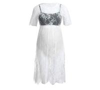 Vuncio Robe Maternité Dentelle Transparent Mi-Longue été Manche Courte Col Rond Femme Photographie Chic Grossesse Shooting Photo Femmes Enceintes