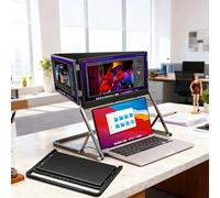 VUNHEX Écran Triple Portable 15,6 Pouces Full HD 1080p, Compatible Windows/Mac, avec Ports USB-C/USB-A, Couverture Colorimétrique 100% S RGB Idéal pour Le Travail, Le Développement Et Le Multitâche