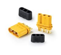 VUNIVERSUM 1 paire de 2 fiches dorées MR30 R30 - 3 broches - Pour moteur multirotor brushless - Courant élevé - Anti-inversion de polarité - Mâle et femelle - Pour modélisme radiocommandé