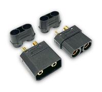VUNIVERSUM Amass XT90H XT90 Lot de 5 paires de fiches dorées à courant élevé de qualité supérieure noires anti-inversion de polarité avec capuchons de protection mâle femelle 90A RC Modélisme