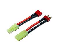 VUNIVERSUM Lot de 2 câbles adaptateurs, 1 paire de câbles adaptateur 2 broches Mini Tamiya vers T-Dean T-Dean Fiche T mâle et femelle Adaptateur mâle femelle 14 AWG Câble pour modélisme