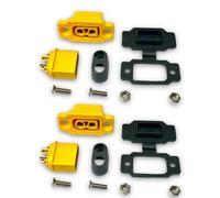 VUNIVERSUM Lot de 2 paires de connecteurs encastrables XT60BE-F à courant élevé + fiche XT60H, capuchons en caoutchouc, vis pour batterie Lipo XT60 - Fiche dorée - Protection contre la poussière et