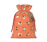 Vuoongt Sacs cadeaux de Noël réutilisables avec étiquettes et cordon de serrage Motif chien avec gros os