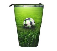Vuoongt Stand Upgreen Trousse à crayons télescopique Motif herbe de football Sac de rangement pour fournitures de bureau Maquillage