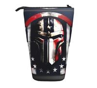 Vuoongt Stand Upusa Trousse télescopique avec drapeau américain Spartan Imprimé Papeterie Sac de rangement pour fournitures de bureau Maquillage Noir Taille unique, Noir , Taille unique