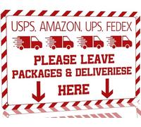 Vuplkhu Panneau en métal avec instructions de livraison pour mes colis d'Amazon, FedEx, USPS, UPS - Plaque murale extérieure pour maison, cour, garage, café, magasin, pub club, 20,3 x 14,9 cm
