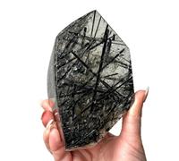 VUQLDHAYZ Black Rutilated Quartz Raw Gemstones, Rough Tourmaline Stone, Irregular Crystals for Tumbling, 50~100g VUQLDHAYZ