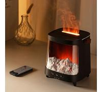 Vurlexat Diffuseur d'huile essentielle 2 en 1 et humidificateur avec télécommande, diffuseur d'huiles essentielles de type C avec effets d'éclairage aurore (montagne enneigée, noir)