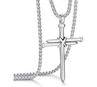 Vurotry Collier avec pendentif en forme de croix noire pour homme, 24 IN, Acier inoxydable, Pas de gemme