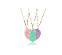 Vurotry Collier d'amitié assorti à 3 cœurs avec pendentif assorti à 3 points en forme de cœur - Bijoux d'amitié tendance - Accessoires de bijoux d'amitié, adjustable, Métal, Pas de gemme