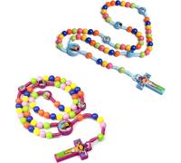 VURYAPI 2 Pièces Chapelet coloré pour apprendre à prier - Chapelet coloré pour enfants avec pochette cadeau en velours pour Noël, Pâques et baptême catholique