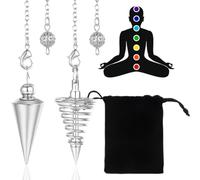VURYAPI 2 Pièces Pendule Divinatoire Premium en Forme Goutte d'eau - Pendule de Radiesthésie Universel en Métal(Argent