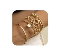 VURYAPI 5 Pièces Chaîne Bracelets Femme Plaqué Or 14K Réglable Bracelet Acier Inoxydable Bracelets Femme Serpent Chaîne Bracelets Empilables Imperméable pour Femmes(2)