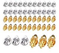 VURYAPI 50 Pièces Boucles d'oreilles à Clip en Acier Inoxydable Doré/argenté Rond Plateau Accessoires pour la Fabrication de Bijoux