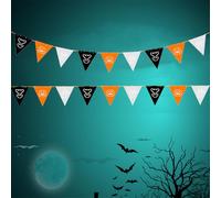 VURYAPI Chaîne de fanions d'Halloween, fanion multicolore avec 18 drapeaux triangulaires, bannière de banderoles pour activités extérieures et intérieures, décoration de fête d'Halloween